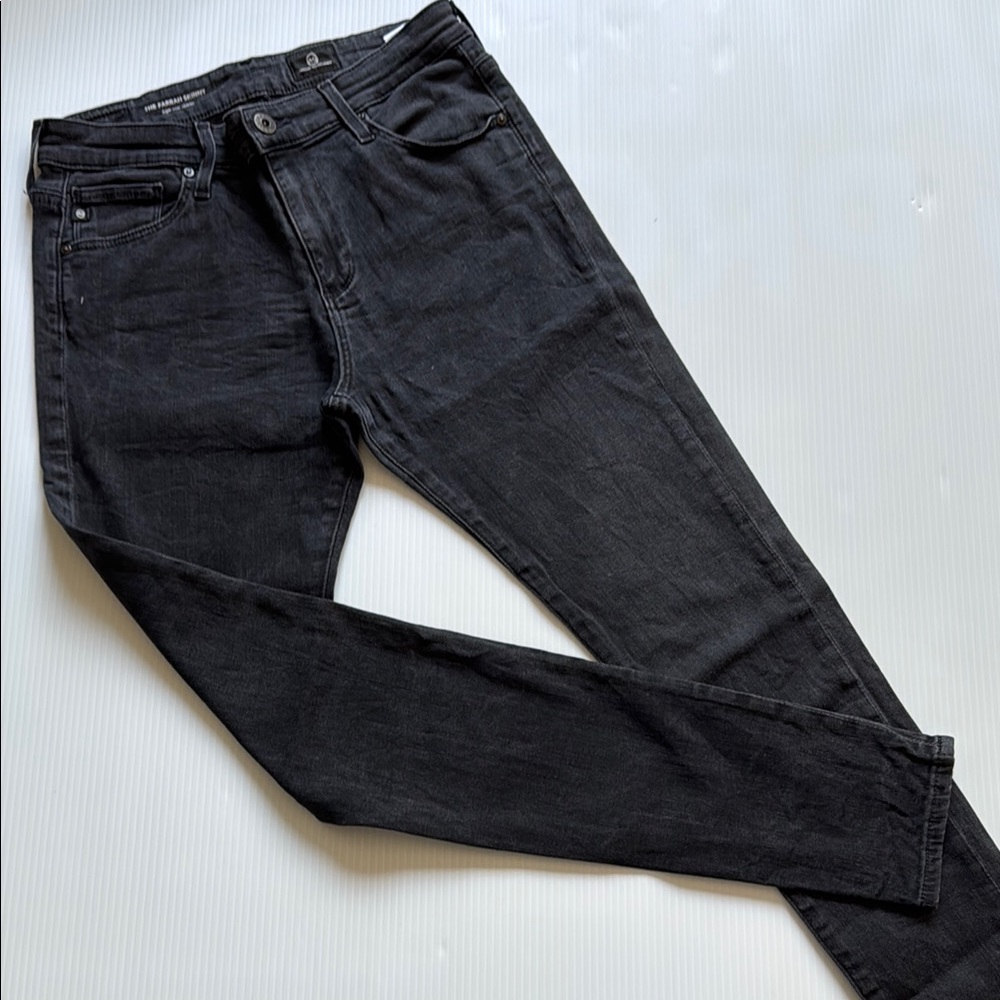 AG Adriano Goldschmied The Farrah high rise faded black skinny jeans. Size 28R